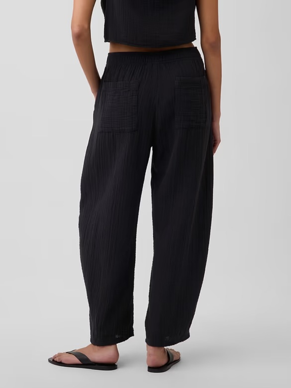 NEW! Gap Black Cotton Gauze Easy Barrel Pants  877646 🩷 - Picture 4 of 8